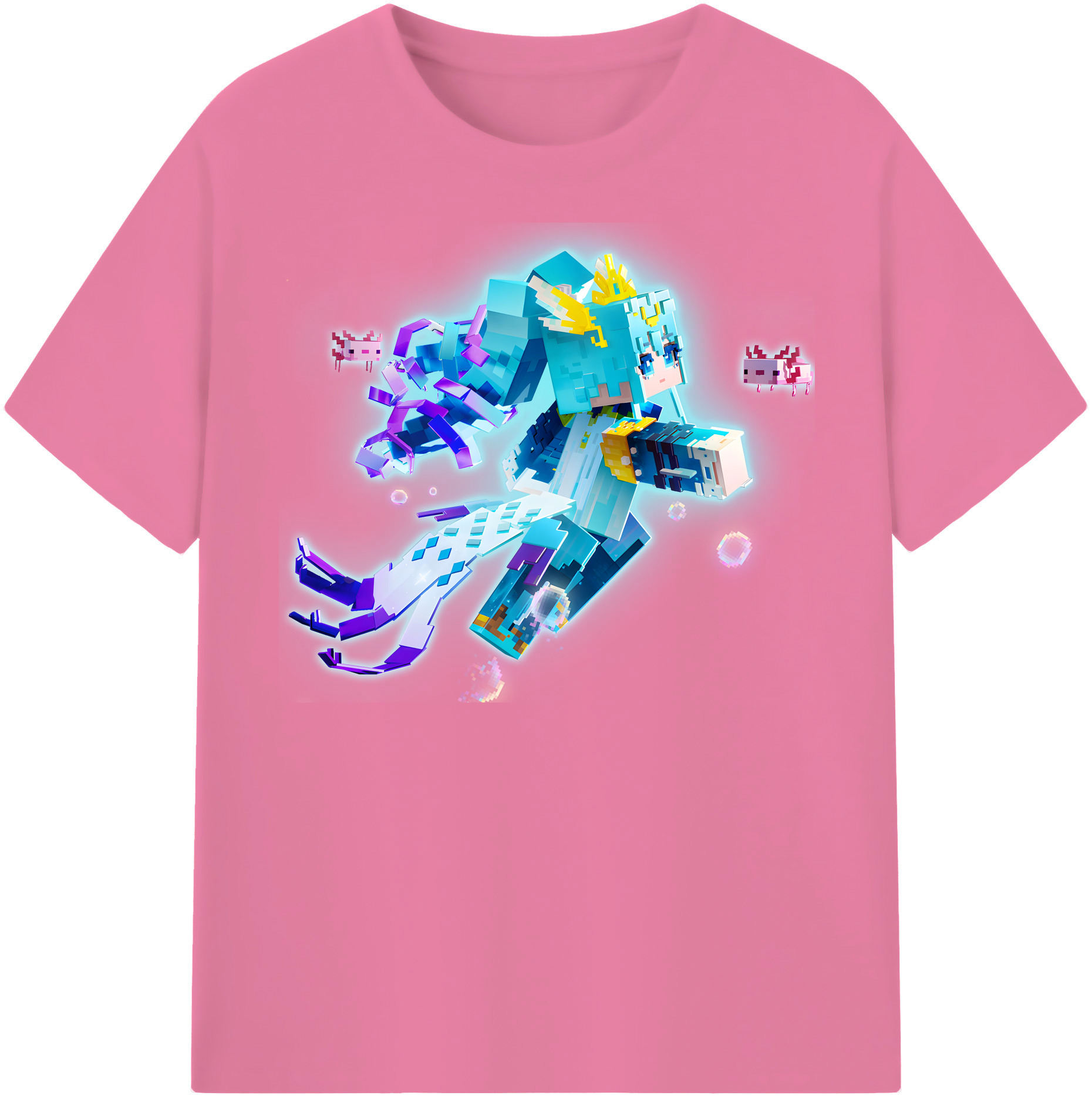 （画像用） マインクラフト ブロックの世界 Minecraft MC Block world 綿100％半袖Tシャツ（フロントプリント）